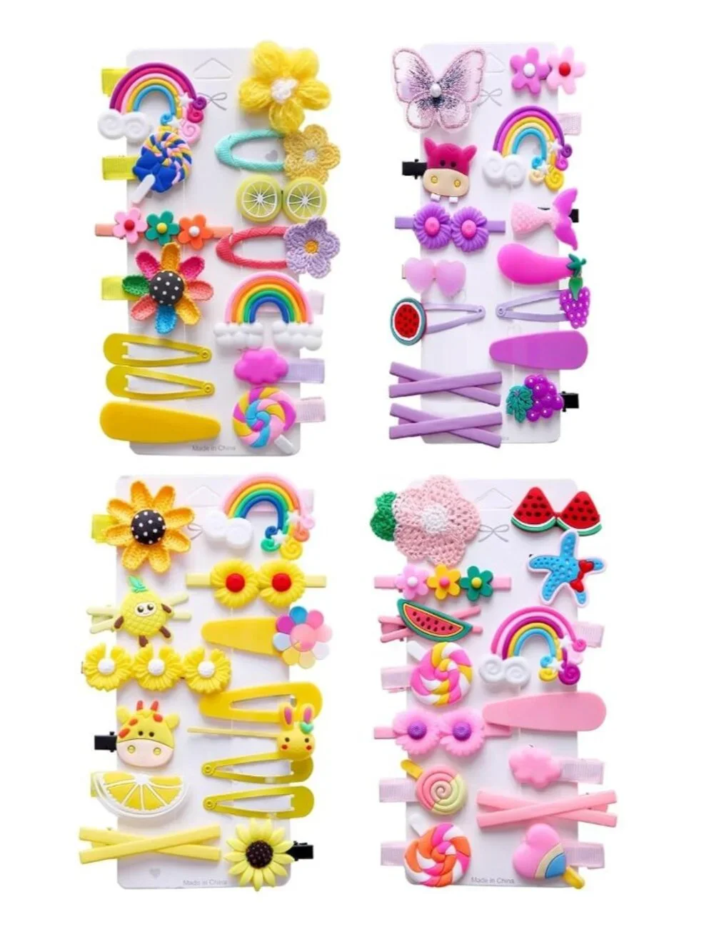 56PCS Toddler Hair Accessories Set: Colorful Rainbow Barrettes, Pins, Candy Frui